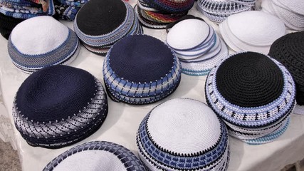 Kipa or kippah hat for sale on the Jerusalem market