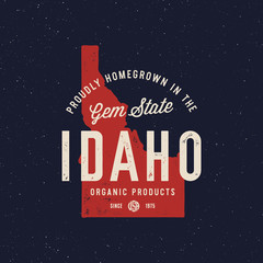local farm retro grunge badge. homegrown in idaho