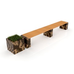 3d model Euro1 line bench and Carolina flower pot