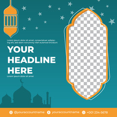 Illustration vector graphic of Ramadan social media feed template