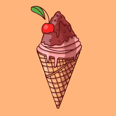 ice cream with cherry