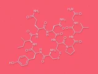 Oxytocin hormone molecule.  Skeletal formula.
