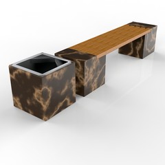 3d model Euro2 bench and Carolina urn