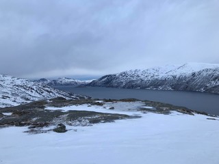 Fototapeta na wymiar Arctic Landscape Norway Travel Snow Ice 