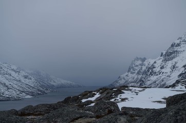 Fototapeta na wymiar Arctic Landscape Norway Travel Snow Ice 