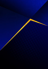 Royal blue background with luxury polygonal pattern and gold triangle lines.