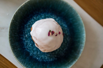 Sweet traditional polish donut, closeup.