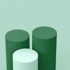 3d Olive green cylinder podium minimal studio background. Abstract 3d geometric shape object illustration render. Display for cosmetic fashion and food natural product.