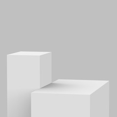 3d gray white stage podium scene minimal studio background. Abstract 3d geometric shape object illustration render. Display for online business product.