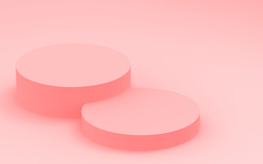 3d pink cylinder podium minimal studio background. Abstract 3d geometric shape object illustration render. Display for valentine product.