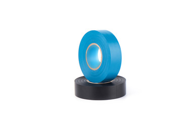 Blue and black insulating tapes to insulate twisted of electrical wires.