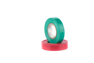 Red and green insulating tapes to insulate twisted of electrical wires.