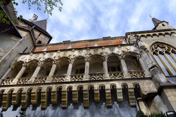 Vajdahunyad Castle in Budapest. The castle is a decoration of Varoshliget park. Vaidahunyad Castle houses the Agricultural Museum.