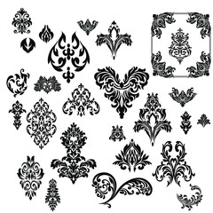 Fototapeta premium Vintage baroque frame scroll ornament engraving border floral retro pattern antique style acanthus foliage swirl decorative design element filigree calligraphy.