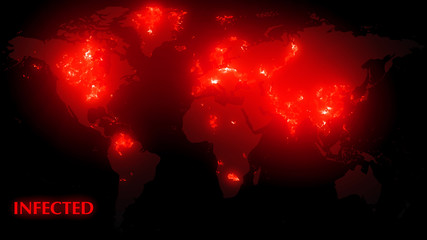 Corona virus.COVID-19.World Map of coronavirus spreading. Chinese virus infection.Infected world map.3D rendering.4k Resolution.