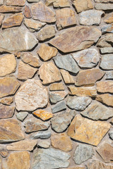 closeup of natural brown and grey stone wall background 