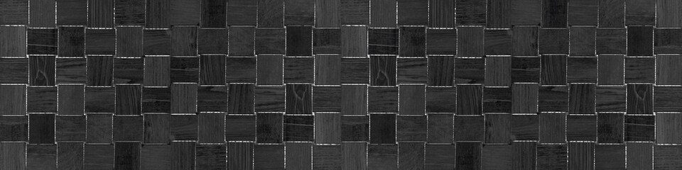 Black anthracite concrete cement stone square cubes texture with wooden structure background banner...