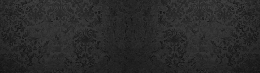 Old black anthracite vintage shabby patchwork motif tiles stone concrete cement wall texture...