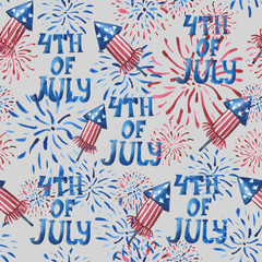 Watercolor seamless patriotic pattern in the colors of the USA flag. To create a festive atmosphere or support the nation. Create your own unique design. Glorify the nation and rejoice