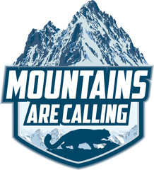 The Mountains Are Calling. vector Outdoor Adventure Inspiring Motivation Emblem logo illustration with mountains snow leopard © Save Jungle