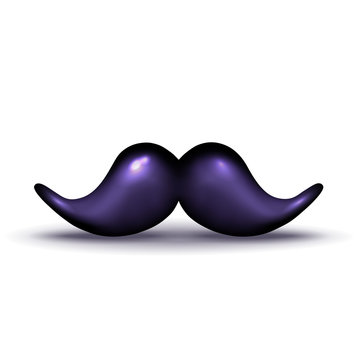 Purple man mustache on white background.