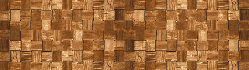 Brown wooden cubes texture background banner panorama	
