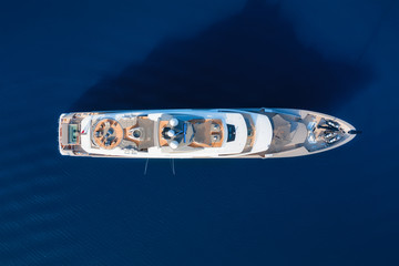 Croatia. Aerial view at the cruise ship from drone. Adventure and travel.  Landscape with cruise liner on Adriatic sea. Luxury cruise. Travel - image