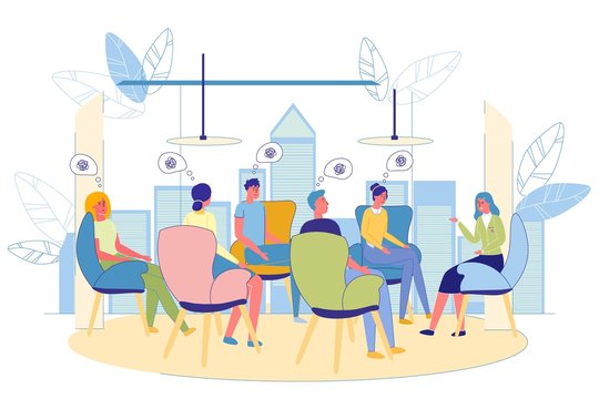Conducting Group Psychotherapy in Modern Building.