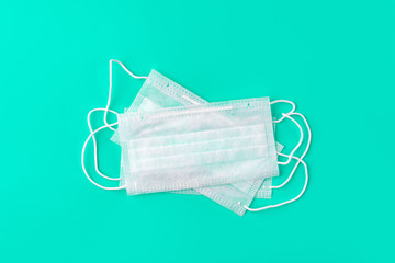 Close-up view of protective medical face masks. Mask for protection against influenza, coronavirus,...