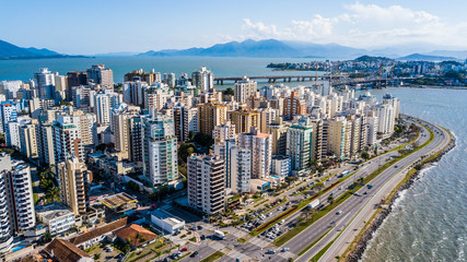 Fototapeta na wymiar Aerial view of Beira Mar avenue - Florianopolis city center - Brazil