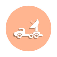 Car with satellite dish badge icon. Simple glyph, flat vector of army & war icons for ui and ux, website or mobile application