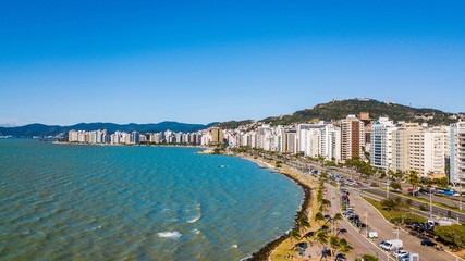 Aerial view of Beira Mar avenue - Florianopolis city center - Brazil