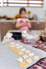 Girl making gingerbread cookies