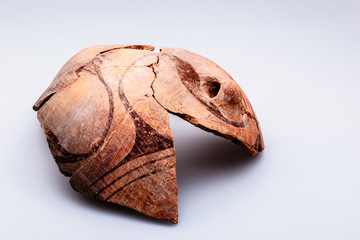 Archaeological excavations. The remains of ancient ancient clay jugs. Tripolie.