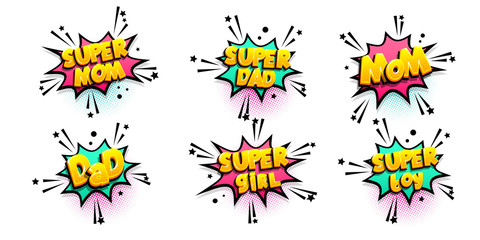 Comic text speech bubble pop art style