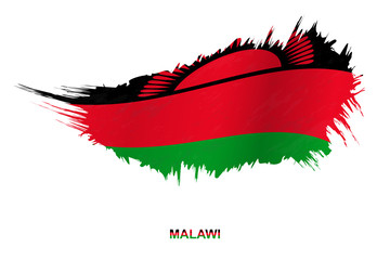 Flag of Malawi in grunge style with waving effect.