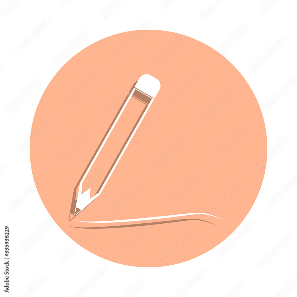 Poster pencil with a line badge icon. simple glyph, flat vector of art and painting icons for ui and ux, we