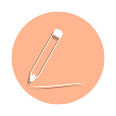 Pencil with a line badge icon. Simple glyph, flat vector of art and painting icons for ui and ux, website or mobile application