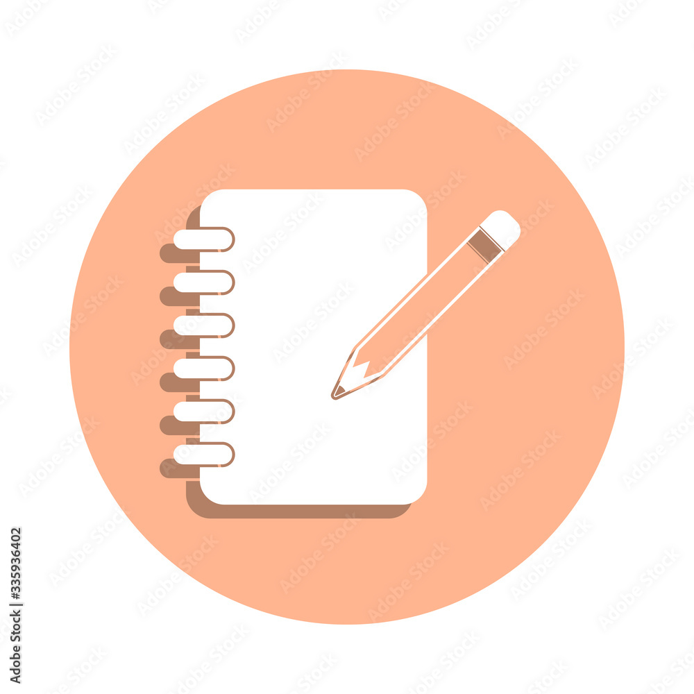 Poster notepad and pencil badge icon. simple glyph, flat vector of art and painting icons for ui and ux, we