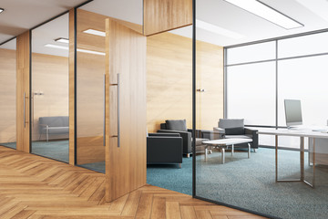 Wooden luxury office with computer