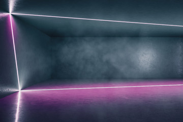 Contemporary color futuristic gallery interior