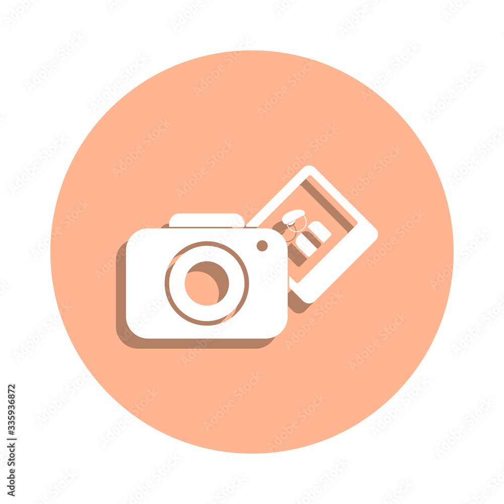 Poster camera and photo badge icon. simple glyph, flat vector of art and painting icons for ui and ux, webs