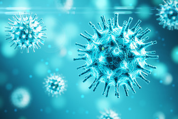 Blue germ virus bacteria 2019-nCov