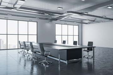 Modern meeting room with furniture