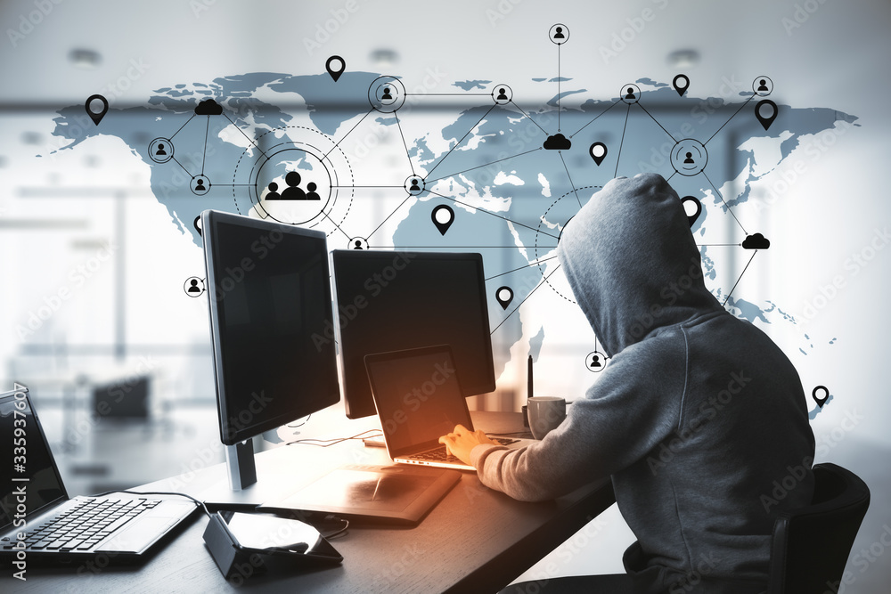 Aufkleber global remote access chain communication concept.