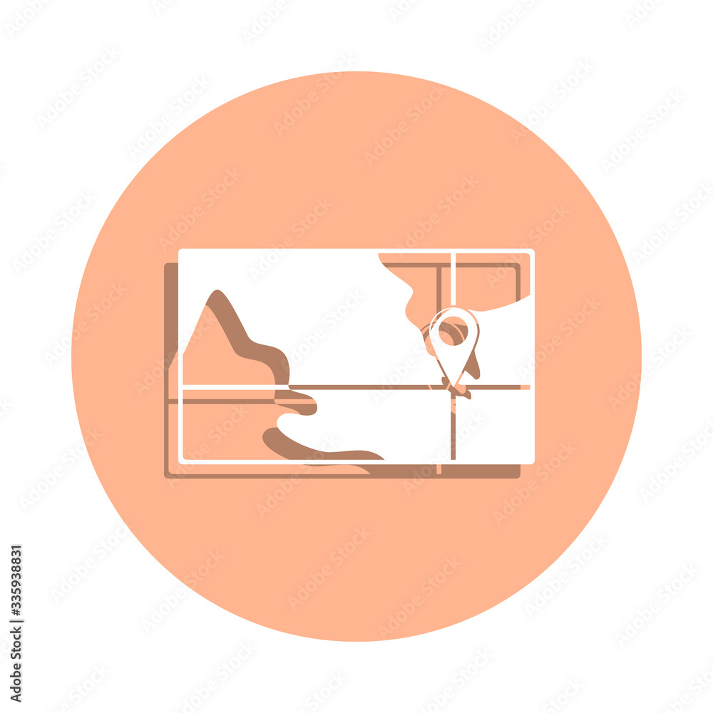Poster pin on the map badge icon. simple glyph, flat vector of beach holidays icons for ui and ux, website 