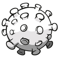 Cartoon illustration Corona Virus a microorganism that makes people sick, COVID-19, H1N1. Idea for medical and institutional materials
