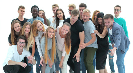 group of cheerful young people looking at the camera.