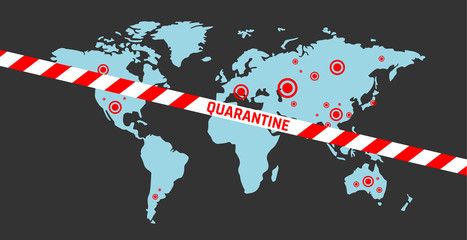 Safety tapes with coronavirus warning labels. Pandemic Corona Virus Outbreak.