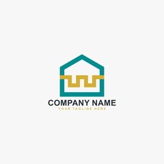 Home line logo design. Real estate illustration symbol. Outline the house icon vector.